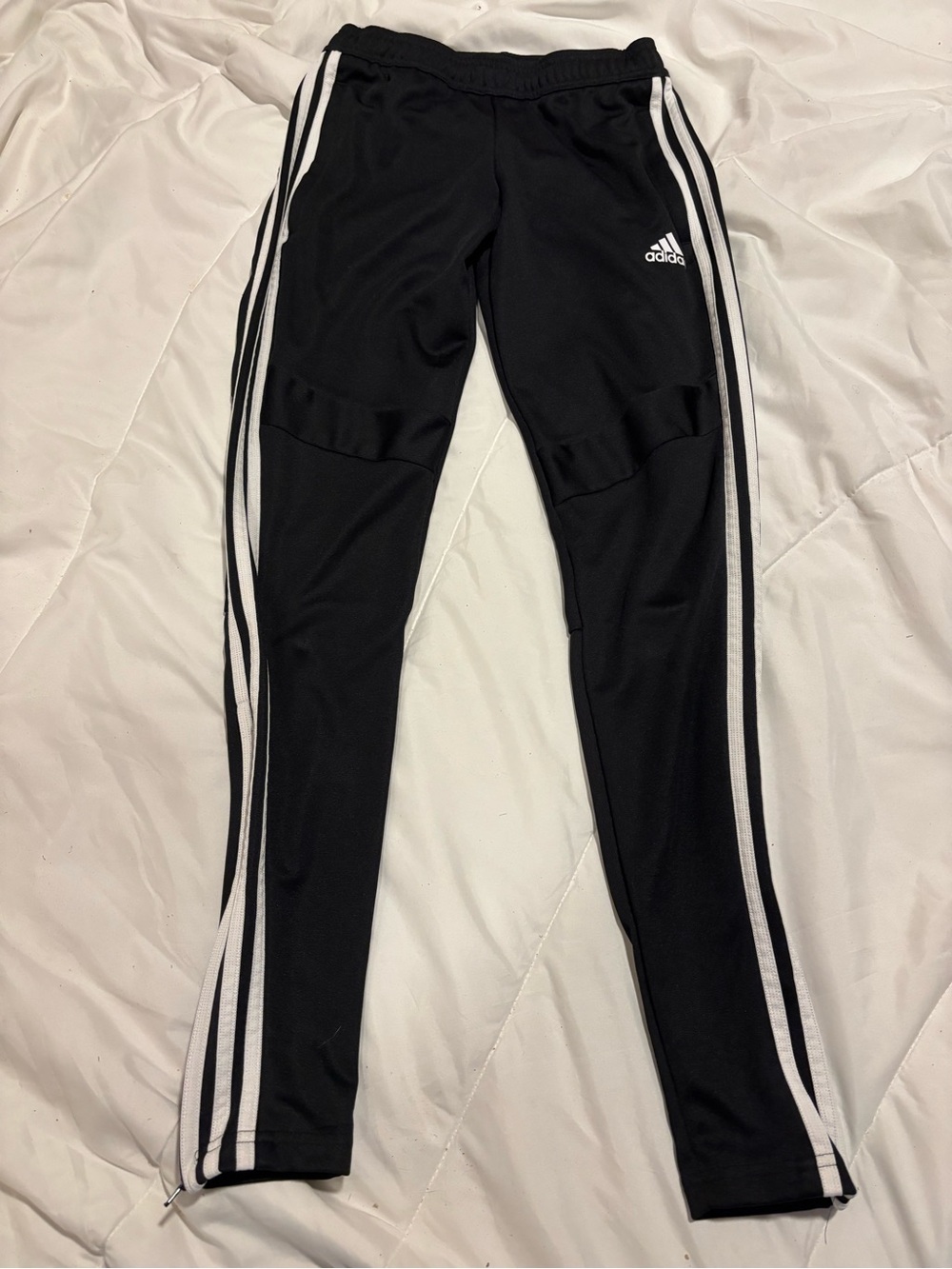 adidas Black Track Pants with White Side Stripes size XS